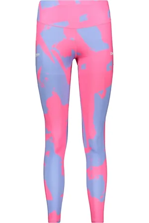 OFF-WHITE Spodnie, Kobieta, Różowy, XS, Poliester, Wzorzyste legginsy z nadrukiem logo z przodu