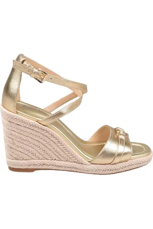 Michael Kors Buty, Kobieta, Żółty, 35 EU, Klinowa Sandał z Plakietką z Logo