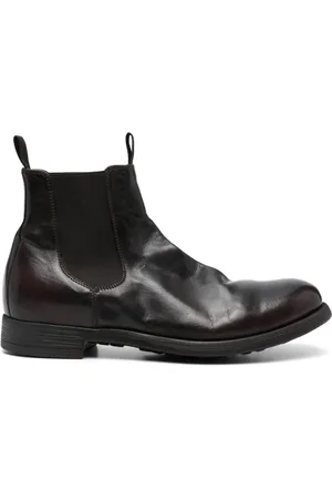 Officine creative Buty, Mężczyzna, brązowy, 44 EU, Skóra, Skórzane botki Chelsea z gumową podeszwą