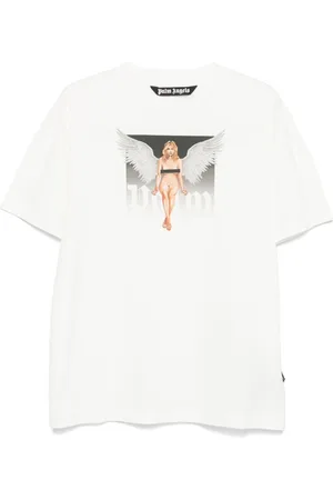 Palm Angels Koszulki, Mężczyzna, Biały, S, Bawełna, T-shirt z obniżoną linią ramion z okrągłym dekoltem