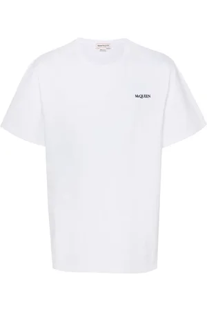 Alexander McQueen Koszulki, Mężczyzna, Biały, L, Biała Koszulka z Logo Krótki Rękaw Okrągły Dekolt