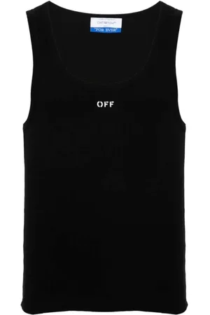OFF-WHITE Koszulki, Mężczyzna, Czarny, M, Bawełna, Koszulka bez rękawów z nadrukiem logo