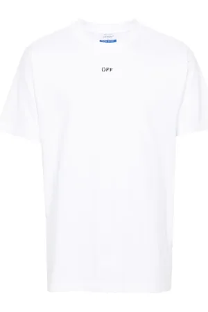 OFF-WHITE Koszulki, Mężczyzna, Biały, S, Bawełna, Czarny T-shirt z Logo z Bawełny