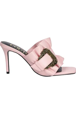 VERSACE Buty, Kobieta, Różowy, 36 EU, Sandały na wysokim obcasie z klamrą barokową