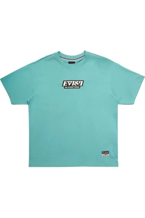 Evisu Koszulki, Mężczyzna, Niebieski, M, T-shirt z nadrukiem Totem Daicock w turkusie