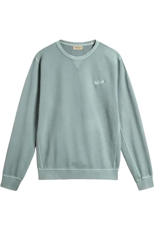 Woolrich Bluzy, Mężczyzna, Niebieski, L, Garment Dyed Crewneck Swetry w Jasnozielonym