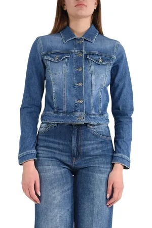 Dondup Kurtki, Kobieta, Niebieski, M, Denim, Kurtka z denimu stretch z pięcioma kieszeniami