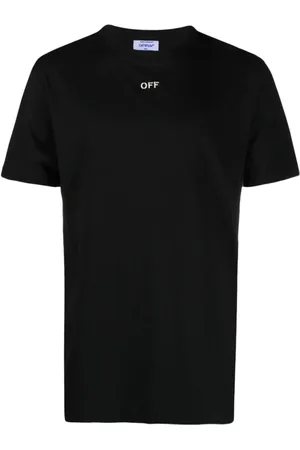 OFF-WHITE Koszulki, Mężczyzna, Czarny, M, Bawełna, T-shirt z haftem na plecach