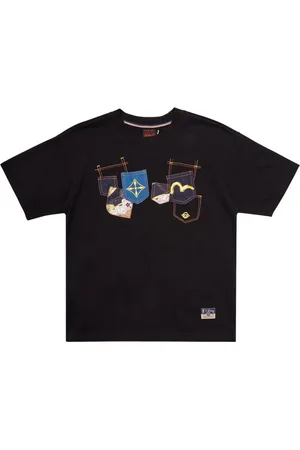 Evisu Koszulki, Mężczyzna, Czarny, L, Czarna Koszulka z Wieloma Kieszeniami