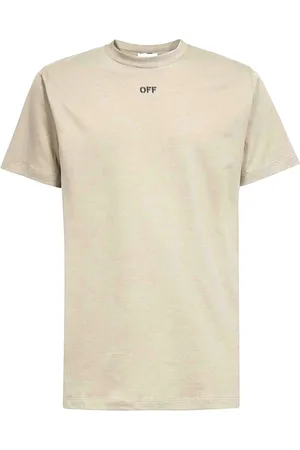 OFF-WHITE Koszulki, Mężczyzna, Beżowy, M, Bawełna, Casualowa bawełniana koszulka