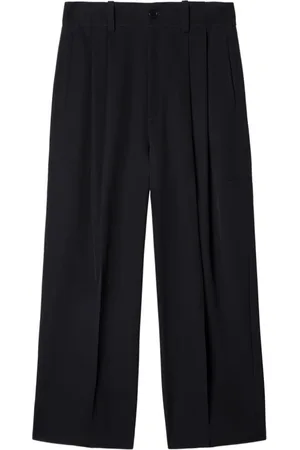 OFF-WHITE Spodnie, Mężczyzna, Czarny, L, Wełna, Skrojone czarne wełniane spodnie z detalami w postaci zaszewek