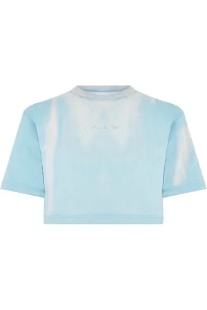 OFF-WHITE Koszulki, Kobieta, Zielony, L, Bawełna, Krótki T-shirt z Logo Laundry