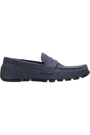 Clarks Buty, Mężczyzna, Niebieski, 41 1/2 EU, Mokasyny męskie skórzane