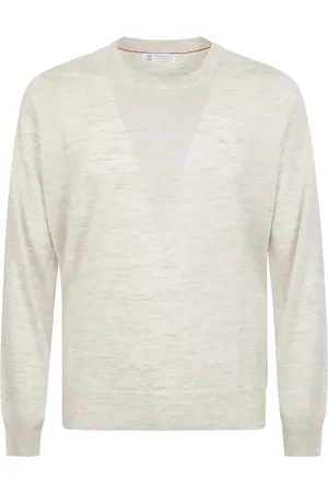Brunello Cucinelli Bluzy, Mężczyzna, Beżowy, L, Wełna, Luksusowy Sweter