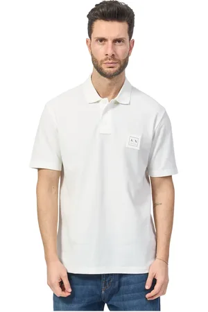 Armani Exchange Koszulki, Mężczyzna, Biały, L, Bawełna, Klasyczna Biała Koszulka Polo