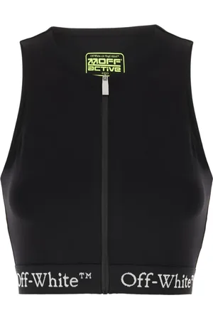 OFF-WHITE Koszulki, Kobieta, Czarny, S, Nylon, Top Logoband Zipped