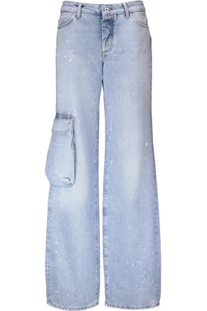 OFF-WHITE Jeansy, Kobieta, Niebieski, W26, Bawełna, Klasyczne jeansy z 5 kieszeniami