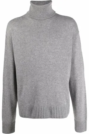 OFF-WHITE Swetry, Mężczyzna, Szary, S, Wełna, Podstawowy sweter golf z dzianiny