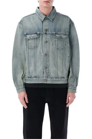 Saint Laurent Kurtki, Mężczyzna, Niebieski, XL, Denim, Jasnorz Denim Trucker Jacket