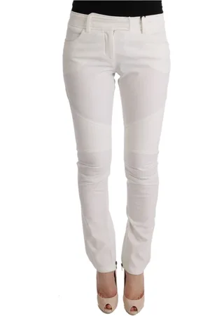 ERMANNO SCERVINO Spodnie, Kobieta, Biały, S, Bawełna, Białe bawełniane spodnie o kroju slim fit