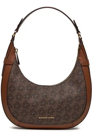 Michael Kors Torebki, Kobieta, brązowy, ONE SIZE, Logo Preston torba na ramię z wkładkami skórzany
