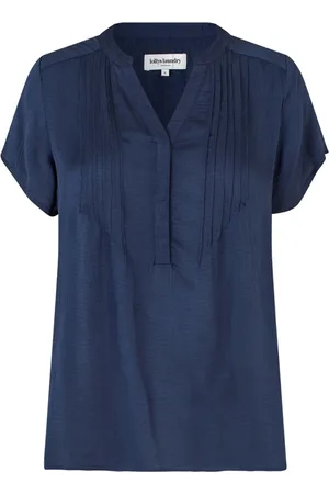 Lollys Laundry Bluzki, Kobieta, Niebieski, S, Heatherll Top Krótki Rękaw Ciemnoniebieski
