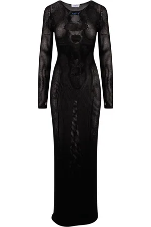 OFF-WHITE Sukienki, Kobieta, Czarny, S, Poliester, Sukienka Czarna Ss 23