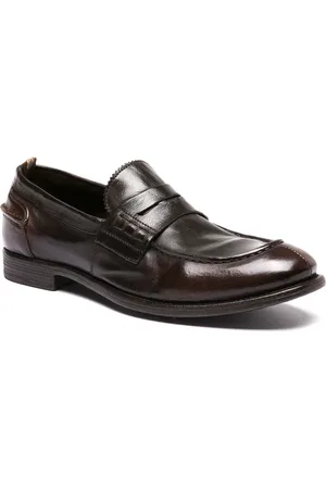 Officine creative Buty, Mężczyzna, brązowy, 44 EU, Skóra, Ręcznie Robione Czarne Skórzane Penny Mokasynyy