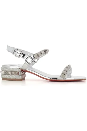 Christian Louboutin Buty, Kobieta, Szary, 39 EU, Srebrna Sandałki ze Studded Skóry