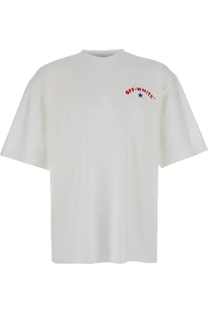 OFF-WHITE Koszulki, Mężczyzna, Biały, M, Bawełna, Biała koszulka Star Arrow z dużym logo
