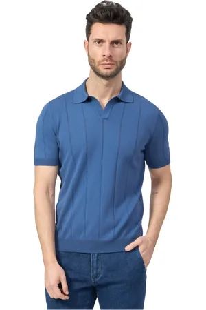 Gran Sasso Koszulki, Mężczyzna, Niebieski, M, Niebieski Polo w Stylu Retro