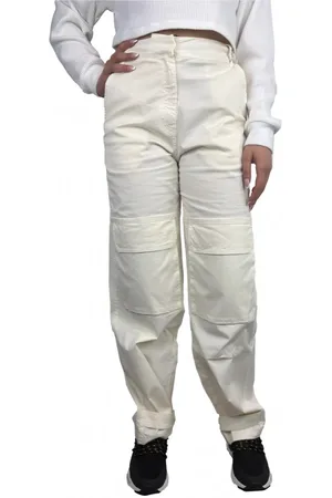 Kaos Spodnie, Kobieta, Biały, S, Spodnie z mieszanki bawełny z wieloma kieszeniami