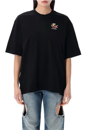 OFF-WHITE Koszulki, Kobieta, Czarny, M, Bawełna, Stylowa koszulka dla mola książkowego