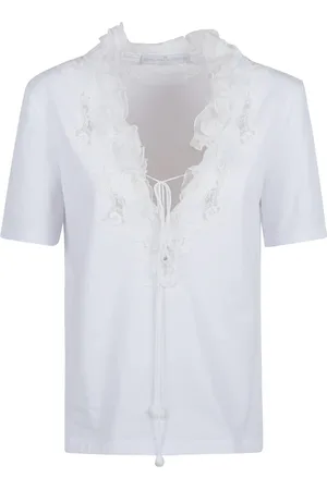 ERMANNO SCERVINO Bluzki, Kobieta, Biały, L, Bawełna, Biała Koszulka T-Shirt