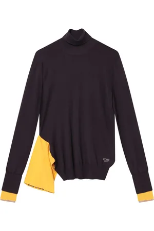 Fendi Swetry, Kobieta, Fioletowy, M, Elegancki Sweter z Golfem