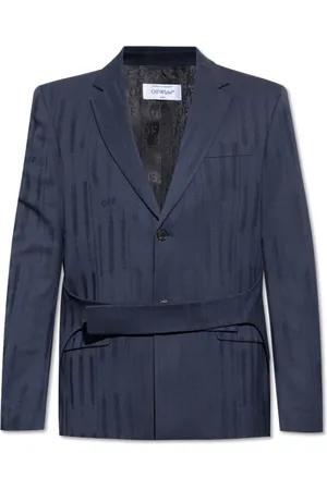 OFF-WHITE Kurtki, Mężczyzna, Niebieski, L, Wełna, Dwurzędowa marynarka