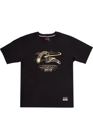 Evisu Koszulki, Mężczyzna, Czarny, M, T-shirt z aplikacją brokatową z mewą czarny