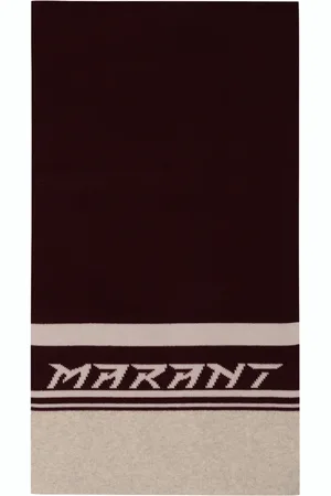Isabel Marant Akcesoria, Kobieta, Fioletowy, ONE SIZE, Szalik z Logo Intarsia z mieszanką wełny