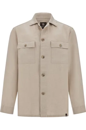 Boggi Milano Koszule, Mężczyzna, Beżowy, 2XL, Len, Lnu Camp Overshirt