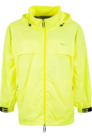 OFF-WHITE Kurtki, Mężczyzna, Żółty, M, Poliester, Fluorescencyjna Żółta Kurtka Wiatrówka