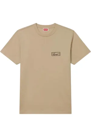 Kenzo Koszulki, Mężczyzna, Beżowy, M, Bawełniana Koszulka z Krótkim Rękawem i Logo