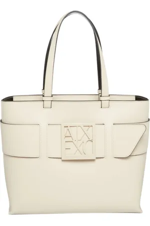 Armani Exchange Torebki, Kobieta, Biały, ONE SIZE, Modna Torba Shopper z Monogramem