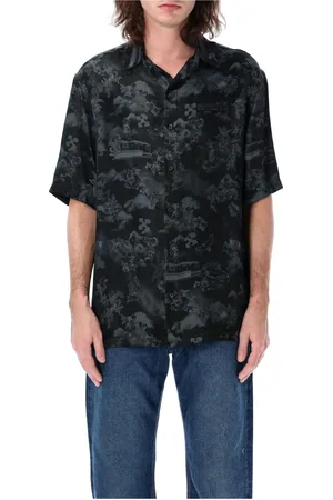 OFF-WHITE Koszule, Mężczyzna, Czarny, L, Koszulka Bowlingowa Jacquard