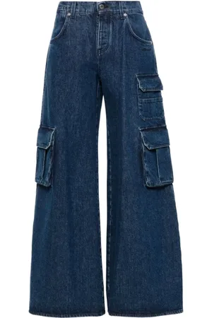 OFF-WHITE Jeansy, Kobieta, Niebieski, W26, Bawełna, Cargo Wide Leg Jeansy