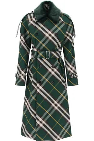 Burberry Płaszcze, Kobieta, Zielony, S, Bawełna, Kensington Trench Coat
