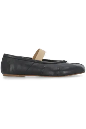 Maison Margiela Buty, Kobieta, Czarny, 39 EU, Czarne płaskie baleriny ikoniczny palec Tabi