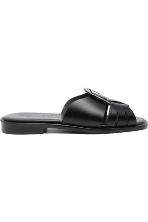 Hereu Buty, Kobieta, Czarny, 38 EU, Kwadratowe Sandały na Rzeźbionej Podeszwie