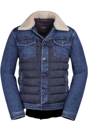 MOORER Kurtki, Mężczyzna, Niebieski, XL, Denim, Kurtka puchowa