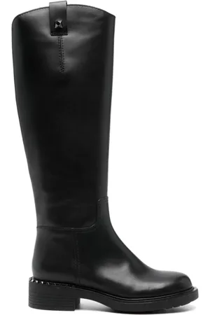 Ash Buty, Kobieta, Czarny, 36 EU, Czarne skórzane kozaki za kolano z detalami Rockstud