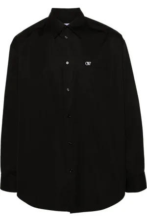 OFF-WHITE Koszule, Mężczyzna, Czarny, S, Bawełna, Czarna koszula z popeliny z logo